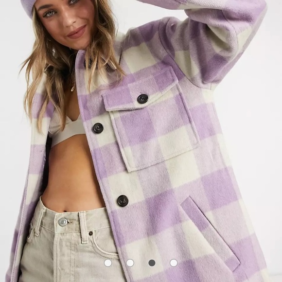 violet romance Jackets & Blazers - Violet Romance Checked Longline Shacket